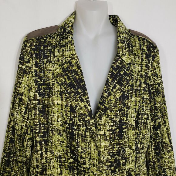 Laura Ashley Womens Blazer Jacket Size Medium Green Printed Snap Front Pockets - Picture 3 of 12